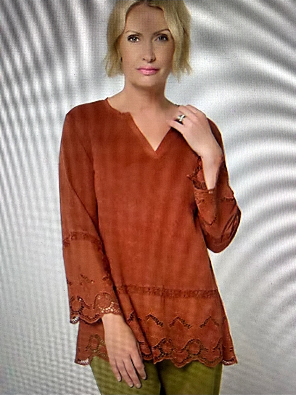 NWT LOGO Lavish Artisan Spice Brown Embroidered Lace-Trim Cotton Coquette XL